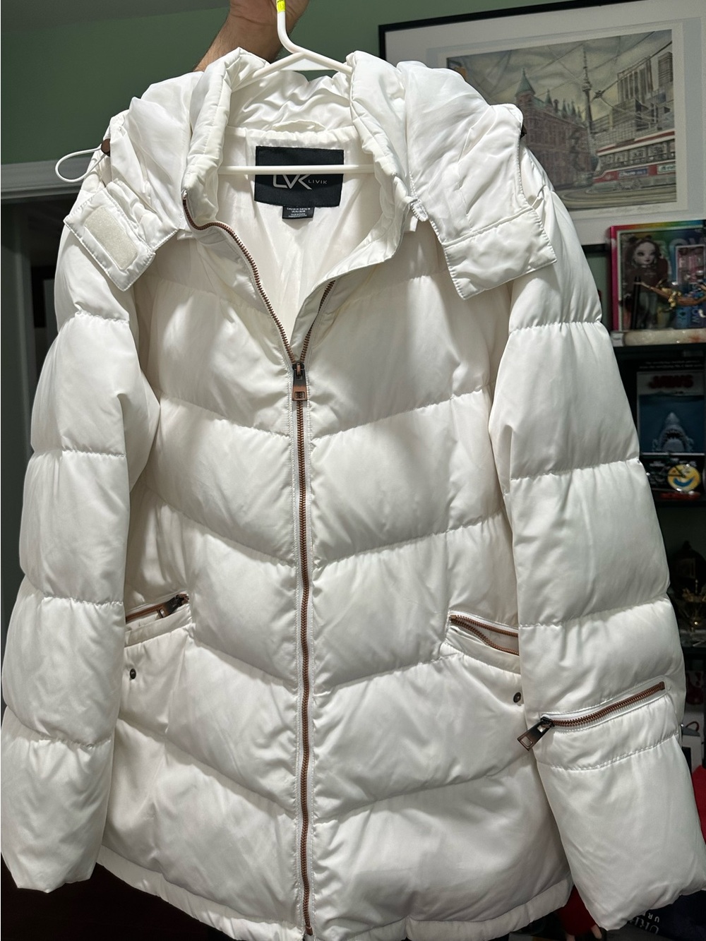 Livik White Quilted Puffer Jacket with Hood
